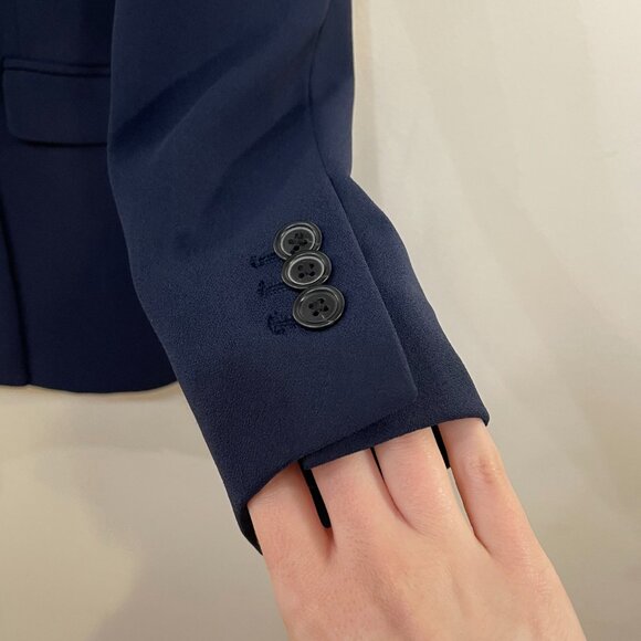 New J.Crew Collarless Double-Breasted Crepe Blazer Navy Blue 2 $298 - Picture 7 of 9